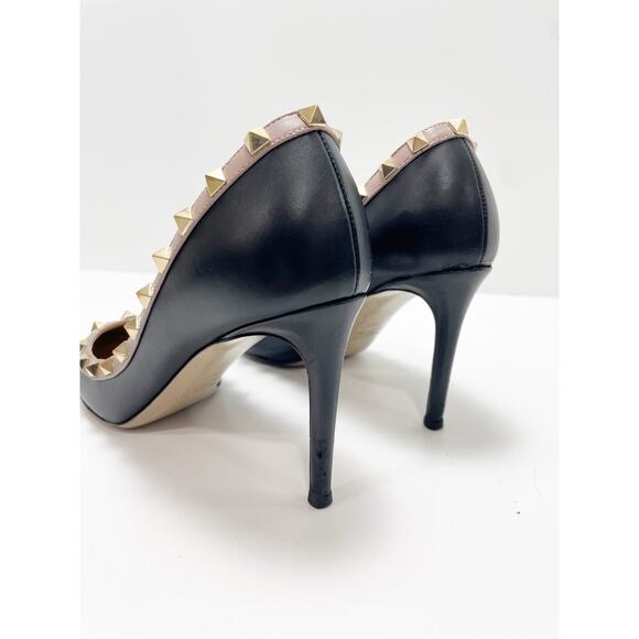 Valentino Garavani Calfskin Rockstud 85mm Pumps 38.5 Black Poudre - Picture 10 of 12